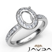 Halo Pave Setting Diamond Engagement Oval Semi Mount Ring 18k White Gold 0.45Ct - javda.com 