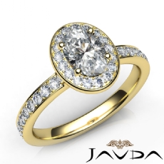 Halo Micro Pave Tall Cathedral diamond Ring 18k Gold Yellow