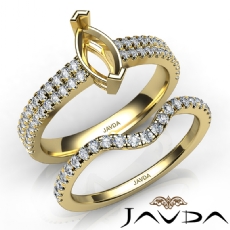 Diamond Engagement Ring Marquise Semi Mount U Cut Bridal Set 14k Gold Yellow  (0.8Ct. tw.)