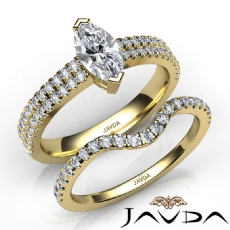 French Double Row Bridal Set diamond  18k Gold Yellow