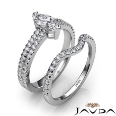 French Double Row Bridal Set diamond Ring 18k Gold White
