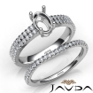 Diamond Engagement Ring Oval Semi Mount U Cut Bridal Set Platinum 950 0.8Ct - javda.com 