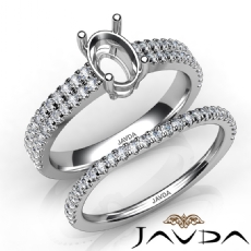 Diamond Engagement Ring Oval Semi Mount U Cut Bridal Set 14K White Gold 0.80Ct.