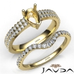 Diamond Engagement Ring Pear Semi Mount U Cut Bridal Set 14k Yellow Gold 0.8Ct - javda.com 