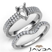 Diamond Engagement Ring Pear Semi Mount U Cut Bridal Set 14k White Gold 0.8Ct - javda.com 