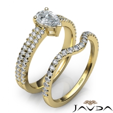 French Cut Pave Bridal Set diamond Ring 14k Gold Yellow