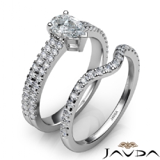 French Cut Pave Bridal Set diamond Ring Platinum 950