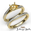 Asscher Semi Mount Pave Diamond Engagement Ring Bridal Set 14k Yellow Gold 0.9Ct - javda.com 