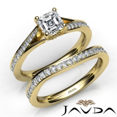Split Shank Pave Bridal Set diamond Ring 18k Gold Yellow