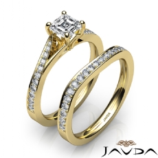 Split Shank Pave Bridal Set diamond Ring 18k Gold Yellow