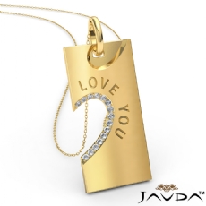 Love You Diamond Heart Pendant Necklace 18 Inch Chain 14k Gold Yellow  (0.24Ct. tw.)