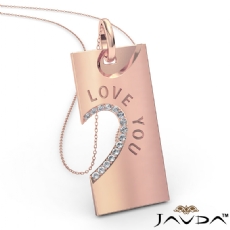 Love You Diamond Heart Pendant Necklace 18 Inch Chain 14k Rose Gold  (0.24Ct. tw.)