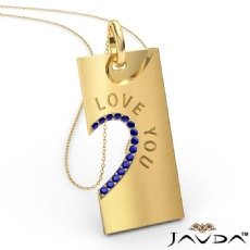 Love You Sapphire Heart Pendant Necklace 18 Inch Chain 14k Gold Yellow <Dcarat>