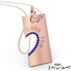 Love You Sapphire Heart Pendant Necklace 18 Inch Chain 14k Rose Gold <Dcarat>