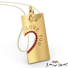 Love You Ruby Heart Pendant Necklace 18 Inch Chain 14k Gold Yellow <Dcarat>