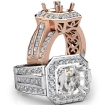 Vintage Engagement Halo Diamond Ring Semi Mount 14k Rose Gold 2.25Ct - javda.com 