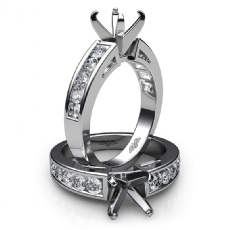0.75 Ct Round Diamond Channel Setting Engagement Semi Mount Ring 14k White Gold
