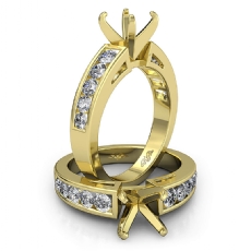 Round Diamond Channel Setting Engagement Semi Mount Ring 18k Gold Yellow (0.75Ct. tw.)