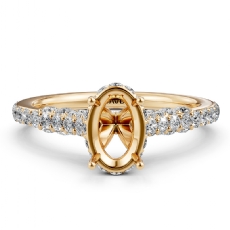 Diamond Engagement Pave Setting 14k Gold Yellow Oval Cut Semi Mount Ring  (0.65Ct. tw.)