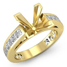 Princess Diamond Engagement Ring Channel 14k Gold Yellow Semi Mount (1.2Ct. tw.)