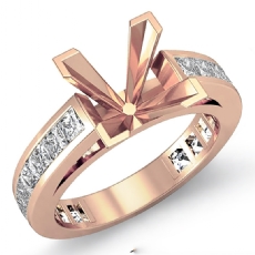 Princess Diamond Engagement Ring Channel 14k Rose Gold Semi Mount (1.2Ct. tw.)
