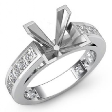 1.20Ct Princess Diamond Engagement Ring Channel 14K W Gold Semi Mount