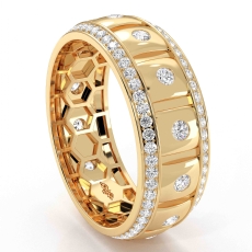 Comfort Fit Bezel Round Diamond Eternity Mens Wedding Band 14k Gold Yellow  (1.22Ct. tw.)