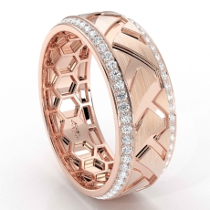 Zig-zag Center Round Diamond Eternity Mens Wedding Band 14k Rose Gold  (0.9Ct. tw.)