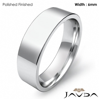 6mm Men Comfort Fit Flat Pipe Cut Wedding Band Ring Platinum 950 10.3g 5-5.75 Sz