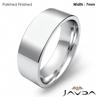 Men Wedding Band Comfort Fit Flat Pipe Cut Ring 7mm Platinum 950 15.7g 12-12.75 Sz