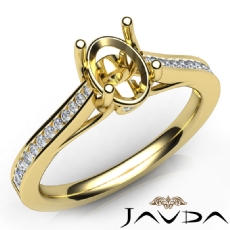 Bezel Channel Setting Diamond Engagement Oval Semi Mount Ring 14k Gold Yellow  (0.3Ct. tw.)