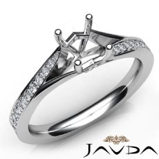 Diamond Engagement Pave Setting 14K White Gold Oval Semi Mount Women Ring 0.35Ct