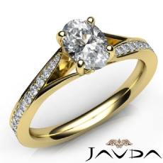 Classic Side Stone Pave Set diamond Ring 18k Gold Yellow