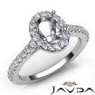 Oval Semi Mount Diamond Engagement U Cut Prong Set Ring Platinum 950 1Ct - javda.com 