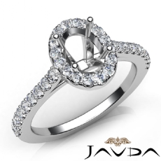 Oval Semi Mount Diamond Engagement U Cut Prong Set Ring 14K White Gold 0.50Ct