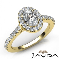 Cathedral Halo French Set Pave diamond Ring 14k Gold Yellow