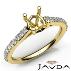 Shared Prong Set Diamond Engagement Oval Semi Mount Ring 14k Gold Yellow  (0.3Ct. tw.)