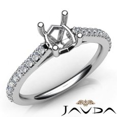 Shared Prong Set Diamond Engagement Oval Semi Mount Ring 14K White Gold 0.30Ct