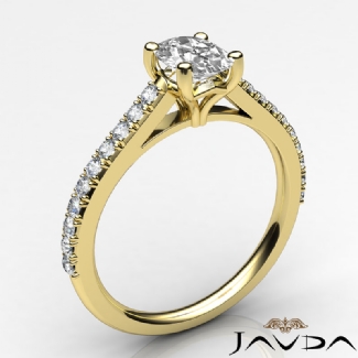 Shared Prong Set Diamond Engagement Oval Semi Mount Ring Gold Y18k 0.3Ct