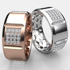 Men's Diamond Eternity Wedding Band Beveled Edge In 14k Rose Gold 1.00 Ct. (1Ct. tw.)