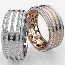 5 Row Men's Diamond Eternity Wedding Band Hexagon Cuts 14k Rose Gold 1.70 Ct. (1.7Ct. tw.)