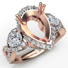 Pear Diamond 3 Stone Anniversary Ring 14k Rose Gold Semi Mount  (1.4Ct. tw.)