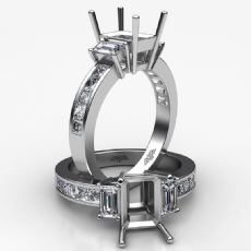 Emerald Diamond 3Stone Engagement Ring 14k Gold Princess Channel 0.8Ct