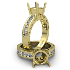 Round Diamond Semi Mount Engagement Ring Channel 18k Gold Yellow (0.5Ct. tw.)