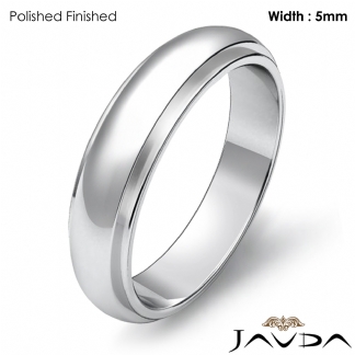 Mens Wedding Solid Band Dome Step Down Ring 5mm Platinum 950 10g 10-10.75 Sz