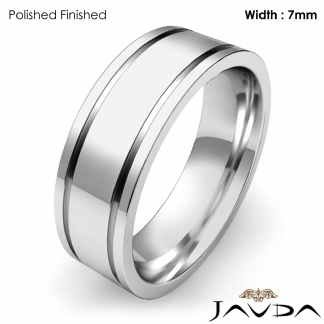 Flat Fit Plain Ring Mens Wedding Solid Band 7mm Platinum 950 13.6g 6-6.75 Sz