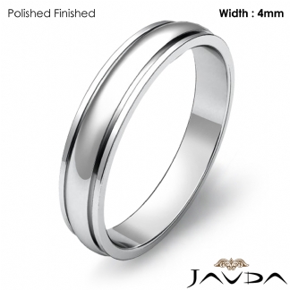 Mens Solid Wedding Band Platinum 950 Dome Step Plain Ring 4mm 5.5g 7-7.75 Sz