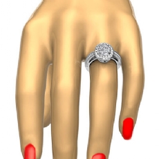Milgrain Edge Halo Filigree diamond Ring 18k Gold White