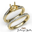 Pave Diamond Engagement Ring Cushion SemiMount Bridal Set 14k Yellow Gold 0.9Ct - javda.com 
