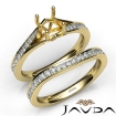 Pave Diamond Engagement Ring Cushion SemiMount Bridal Set 18k Yellow Gold 0.9Ct - javda.com 